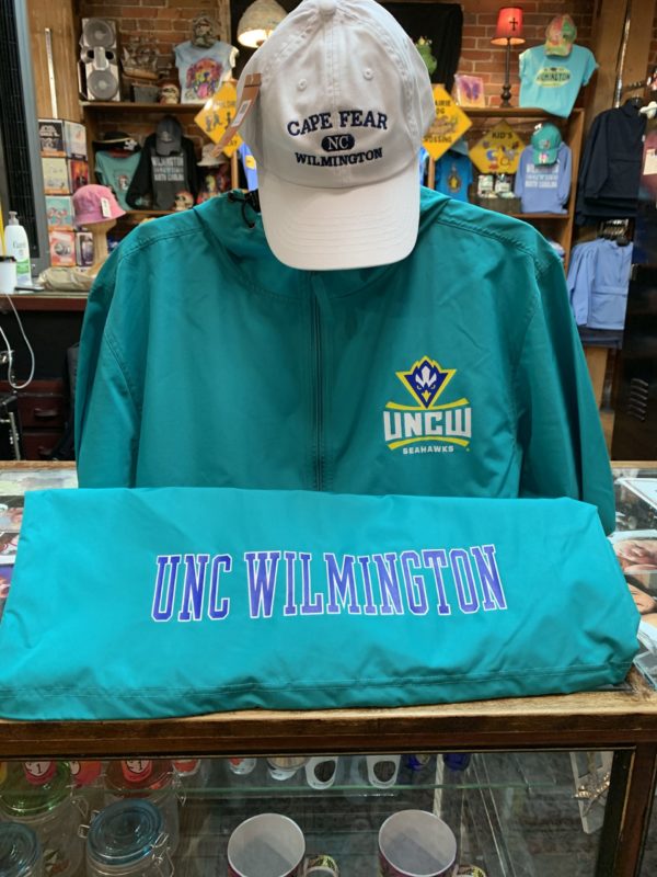 Teal UNCW Champion 1/4 Zip Rain Jacket w/ Kangaroo Pocket- Adult