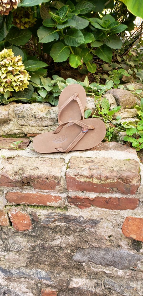 Ladies Brown Narrow Strap Rainbow Sandal