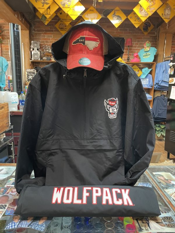 NCSU Champion 1/4 Zip Rain Jacket w/ Kangaroo Pocket- Adult