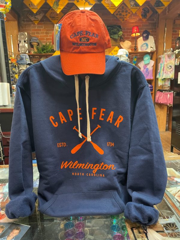 Cape Fear Crossed Boat Oars Hoody- Navy & Orange