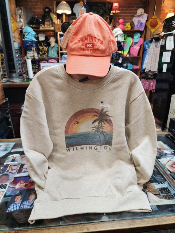 Ladies Tropical Sunset Crew Sweater with Front Side Pockets