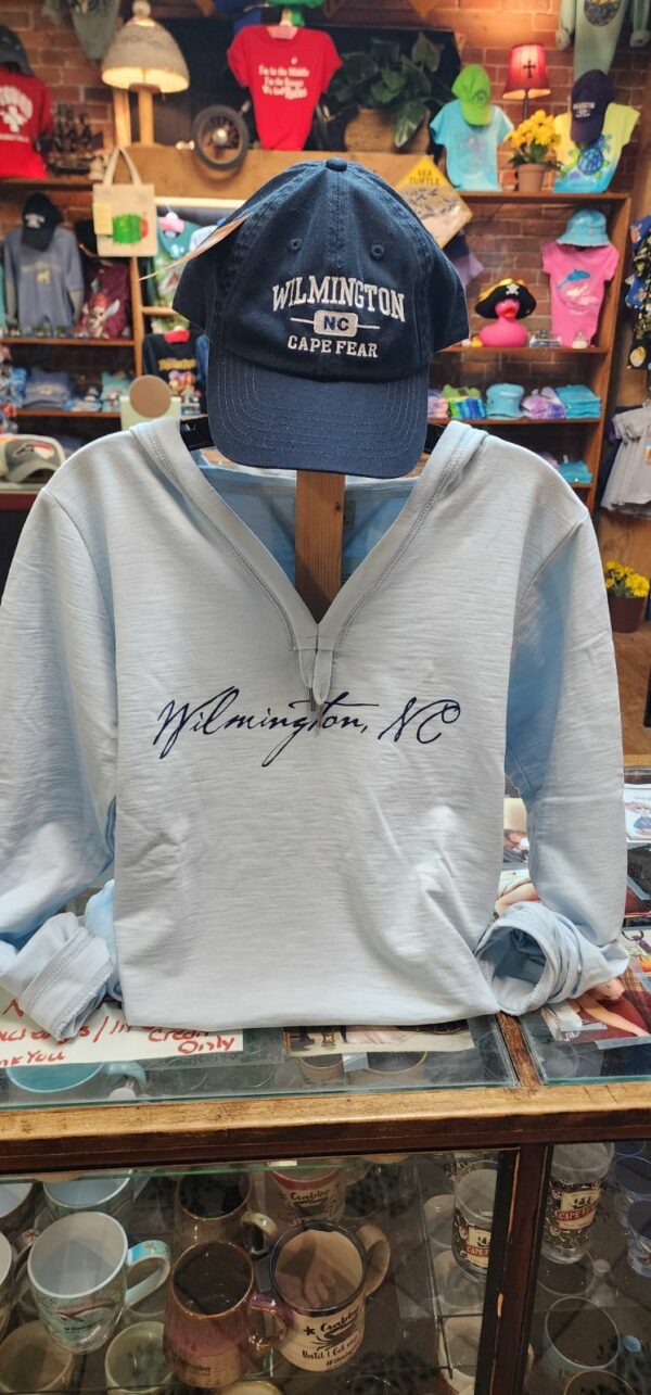 Ladies Scripted Wilmington Hoody- Light Blue