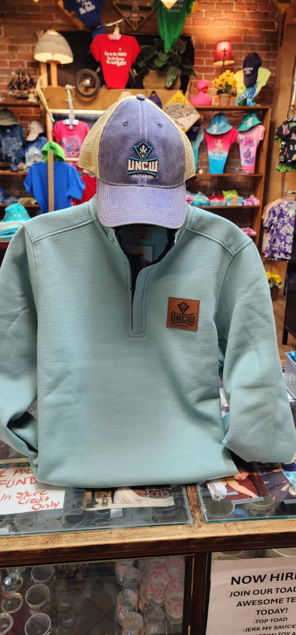 Men's UNCW Quarter Zip Sweater- Teal