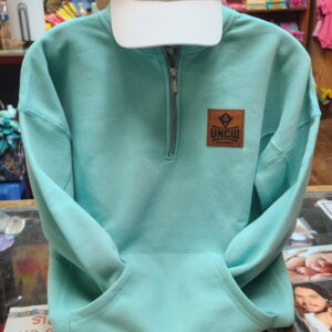 Ladies 1/4 Zip UNCW Sweater with Front Pocket- Teal
