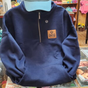 Men's 1/4 Zip UNCW Sweater w/ Front Pocket- Navy